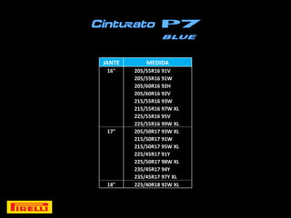 JANTE       MEDIDA
 16"    205/55R16 91V
        205/55R16 91W
        205/60R16 92H
        205/60R16 92V
        215/55R16 93W
        215/55R16 97W XL
        225/55R16 95V
        225/55R16 99W XL
 17"    205/50R17 93W XL
        215/50R17 91W
        215/50R17 95W XL
        225/45R17 91Y
        225/50R17 98W XL
        235/45R17 94Y
        235/45R17 97Y XL
 18"    225/40R18 92W XL
 
