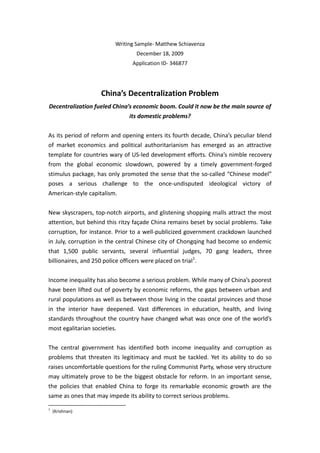 China’s Decentralization Problem Decentralization fueled China’s economic boom. Could it now be the main source of its domestic problems? As its period of reform and opening enters its fourth decade, China’s peculiar blend of market economics and political authoritarianism has emerged as an attractive template for countries wary of US-led development efforts. China’s nimble recovery from the global economic slowdown, powered by a timely government-forged stimulus package, has only promoted the sense that the so-called “Chinese model” poses a serious challenge to the once-undisputed ideological victory of American-style capitalism. New skyscrapers, top-notch airports, and glistening shopping malls attract the most attention, but behind this ritzy façade China remains beset by social problems. Take corruption, for instance. Prior to a well-publicized government crackdown launched in July, corruption in the central Chinese city of Chongqing had become so endemic that 1,500 public servants, several influential judges, 70 gang leaders, three billionaires, and 250 police officers were placed on trial.  Income inequality has also become a serious problem. While many of China’s poorest have been lifted out of poverty by economic reforms, the gaps between urban and rural populations as well as between those living in the coastal provinces and those in the interior have deepened. Vast differences in education, health, and living standards throughout the country have changed what was once one of the world’s most egalitarian societies.  The central government has identified both income inequality and corruption as problems that threaten its legitimacy and must be tackled. Yet its ability to do so raises uncomfortable questions for the ruling Communist Party, whose very structure may ultimately prove to be the biggest obstacle for reform. In an important sense, the policies that enabled China to forge its remarkable economic growth are the same as ones that may impede its ability to correct serious problems. Throughout China’s long history central government power has vacillated between greater and lesser control over the country’s hinterland. Typically, greater central control coincided with periods of isolation while looser control correlated with greater engagement with the outside world. During the latter periods, regional governments within China maintained their own trade links with the world, leading to a sharp divide between the prosperous, more cosmopolitan coastal provinces and the more impoverished interior. China’s experience in the twentieth century epitomizes this central-local vacillation. Following the decline of the Qing Dynasty in 1911, China’s Republican era was characterized by weak central control over the country as well as the rise of a well-connected business elite on the coast. After its victory in the Chinese Civil War, the Communist Party simultaneously unified the country and largely closed it to outside trade, a trend that would persist until the end of Mao Zedong’s rule. The economic reform era launched by Deng Xiaoping in 1978 attempted to reverse years of economic mismanagement by re-engaging China with the outside world. Deng called for the establishment of Special Economic Zones that would focus on producing finished Chinese goods for export, a strategy that eventually led China to become the “factory of the world”. Local government officials took control of state-owned enterprises from the central government and forged links with the outside world, leading to the vast growth of China’s export economy. Likewise, fiscal decentralization dramatically tilted the balance of economic activity from the central to local governments. Whereas during the Maoist era local governments were forced to turn over all output to Beijing in exchange for allocated labor and capital, the reform era brought two key reforms: enterprises came under a taxation system in which they could keep part of their operating profit, and local governments were able to keep both taxes and local revenue. These changes granted a great deal more autonomy to local officials, whose status within the Communist Party became substantially dependent on their ability to foment economic growth. In addition, local officials saw personal financial gain in promoting economic activity, creating a powerful incentive to maximize growth figures. For those from the coastal area, powering growth became reliant on the engine of international trade. As a consequence, the Chinese economy transitioned from a unified—if sclerotic—planned economy to an agglomeration of several different regional economies, most of which had little to do with one another and even acted as competitors. Provinces in the southeast coast forged stronger links with foreign countries than they did with provinces in the interior of China while erecting trade barriers and practicing import substitution policies in the manner of independent countries. Provincial leaders acted in their own self-interest and failed to capitalize on comparative advantage, preventing the country as a whole from maximizing the productivity of each individual province. In a sense, the value of the Chinese economy was lesser than the sum of its parts. To be certain, China’s push to decentralize control of its economy allowed for its spectacular growth to occur and for hundreds of millions of people to be lifted out of poverty. In contrast to the experience of post-Soviet Russia, in which economic “shock therapy” led to the rise of a powerful oligarchy and economic decline, the Chinese model of development has succeeded more than even the most optimistic observers could have predicted. Even Russia, once China’s great adversary, has turned to Beijing as a model for its own development. Yet just as decentralization has powered China’s economic success, it has also opened a veritable Pandora’s Box of problems that have greatly damaged the popularity and legitimacy of the ruling Communist Party. Of these problems, two of the gravest are income inequality and corruption.  During the Maoist era China had one of the world’s most egalitarian economic systems, in line with other centrally planned economies. Nowadays, the situation is far different. China’s Gini coefficient, a statistic that measures income inequality, has rapidly outpaced that of most developed economies and even that of India, a country with whom China’s economy is often compared favorably.  In transitioning to a market economy, a certain degree of economic inequality is expected as the new system produces winners and losers. Yet decentralization has amplified differences between both rural and urban Chinese and those living on the coast versus those living further inland.  As the central government granted more fiscal autonomy to its individual provinces, those provinces in position to capitalize on China’s new export-oriented economy were endowed with a drastically higher budget to invest in infrastructure, education, and other social services. Many of these provinces, acting in the manner of independent countries, established barriers to trade with others, thus preventing their newfound wealth from spreading to the poorer parts of the country. Combined with an ineffective central government mechanism for inter-provincial income redistribution, these protectionist measures deepened the development differences between coastal and inland provinces. In response to this growing disparity hundreds of millions of Chinese residents have migrated internally to the coastal cities in search of greater economic opportunity. There they often have found themselves unqualified for China’s urban social safety network because their registration, or hukou identification, tied them to their hometown. As a result, these migrant workers have lacked access to the education and health benefits accorded to legally registered urban residents. The successive governments of Jiang Zemin and Hu Jintao have both sought to rectify China’s income inequality problem. Jiang established the ‘Go West’ program which provided economic incentives for businesses to relocate to the poorer, inland parts of the country. Hu has accelerated central infrastructure initiatives such as the high-speed train network in an effort to lower the cost of business in more remote parts of the country. Signs of progress have appeared—the microchip manufacturer Intel opened a production facility in Chengdu, for example—yet the disparity between the east and west in China remains striking. Decentralization has also contributed to the spread of corruption; a problem that Beijing in September 2009 acknowledged severely harmed and weakened central rule and that some have argued poses the single greatest threat to Communist Party rule. While media reports and government statements pin the blame for corruption on the malfeasance of certain individual officials, it is instructive to consider the role of the system itself in contributing to the problem. The Communist Party rules through a vast bureaucracy that has nominal control over all aspects of Chinese political life down to the village level. Members of the bureaucracy advance through approval from above; they are for the most part completely unaccountable to the people whom they govern. When Deng Xiaoping instituted economic reforms in the late 1970s, the performance of individual leaders became based on their ability to engineer economic growth in their jurisdiction more than any other metric.  This “growth at all costs” model has led to perverse consequences such as roads, bridges, and buildings built without any consideration of public use. Political and business interests within provinces, prefectures, and cities have fused to a degree that in many cases it is difficult to distinguish between the two. The recent crackdown on corruption in Chongqing, China’s largest metropolitan area, revealed a wide network of influential public officials deeply enmeshed in organized crime. Two of the more culpable suspects are the police commissioner and a respected judge. Chongqing is merely the most high-profile example of a trend endemic to the entire country. After the abrupt reversal of Maoist-era policies, unclear and unenforceable laws and regulations governed China’s network of provinces and municipalities. Rather than a “rule of law” system as exists in many of the world’s democracies, China instead has a system better described as the rule by law; public officials simply are not accountable to the population they are meant to serve.  The crackdown in Chongqing reveals that Beijing can, when sufficiently pressed, fight corruption in its provinces. Yet within the bureaucratic structure that governs China the central government cannot possibly monitor all instances of corruption it sees. Even the spectacle of high-ranking officials incarcerated or executed has not made a serious dent in the country’s corruption problem. In essence, Beijing’s anti-corruption efforts thus far have resembled a game of whack-a-mole. Just as one corrupt network is squashed, others appear. To its credit Beijing has not shied from tackling the problems of income inequality and corruption. Recent legislative initiatives like the Fuel Tax Law have sought to remove various fees established by individual provinces in favor of nationally enforced laws and standards. A national set of policies regulating the trucking industry would also reduce the cost of domestic transportation by removing inter-provincial barriers to trade. China’s economic fragmentation—epitomized by its relative lack of major firms for an economy of its size—is a weakness that the government has rhetorically pledged to correct. Other matters remain. The parlous state of rural health and education infrastructure remains a serious impediment to rural economic development, while the plight of migrant workers living without proper documentation in the nation’s largest cities has only recently begun to elicit much government attention. The establishment of some sort of national social safety net would help promote some degree of equal opportunity in the country. While years away from effective implementation, Beijing at least has paid lip service to achieving this goal. Yet the question remains; does the decentralized nature of China’s political structure allow for this sort of change? Even well-intentioned Beijing-launched initiatives peter out when passed to the provinces, mainly a consequence of local leaders acting in regard to their own interests rather than those of the country as a whole. Would Communist Party officials risk dampening economic growth in their district in order to establish a better social safety net? Would officials jeopardize their own business ties in order to champion initiatives for the public good? These questions, as central to the issue of Chinese corruption, have not been answered.  The logic of centralized versus decentralized control has long held sway in China due to the vast size of the country. But in many ways China has become smaller. There are now flights linking cities throughout the country as well as with many international destinations. The high-speed train network will ultimately, upon its completion in 2020, enable same-day rail travel between virtually any two major cities in the country. Furthermore the rise of the internet alongside ubiquitous mobile phone service has brought the billion-plus strong Chinese nation closer together than ever before. To the well-connected netizen in Shanghai, the lives of migrant workers two thousand miles away in Sichuan Province no longer seem as remote. There have been recent examples in which public outrage stemming from corruption have prodded the usually recalcitrant government into action.  In its post-Mao incarnation the Chinese Communist Party has largely staked its popularity on preserving national unity and promoting economic growth. Its efforts to forge a single domestic market and nationwide standards with everything from trucking licenses to education may yet prove successful; the Party has always shown impressive resilience in response to internal crises.  However, Beijing’s persistent unwillingness to engage in meaningful political reforms and its inability to curb corruption could well render these efforts ultimately meaningless. Countries seeking to emulate China’s path to development would be wise to heed this caveat. 