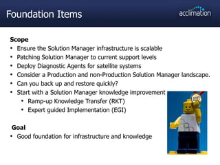 Foundation ItemsScopeEnsure the Solution Manager infrastructure is scalable