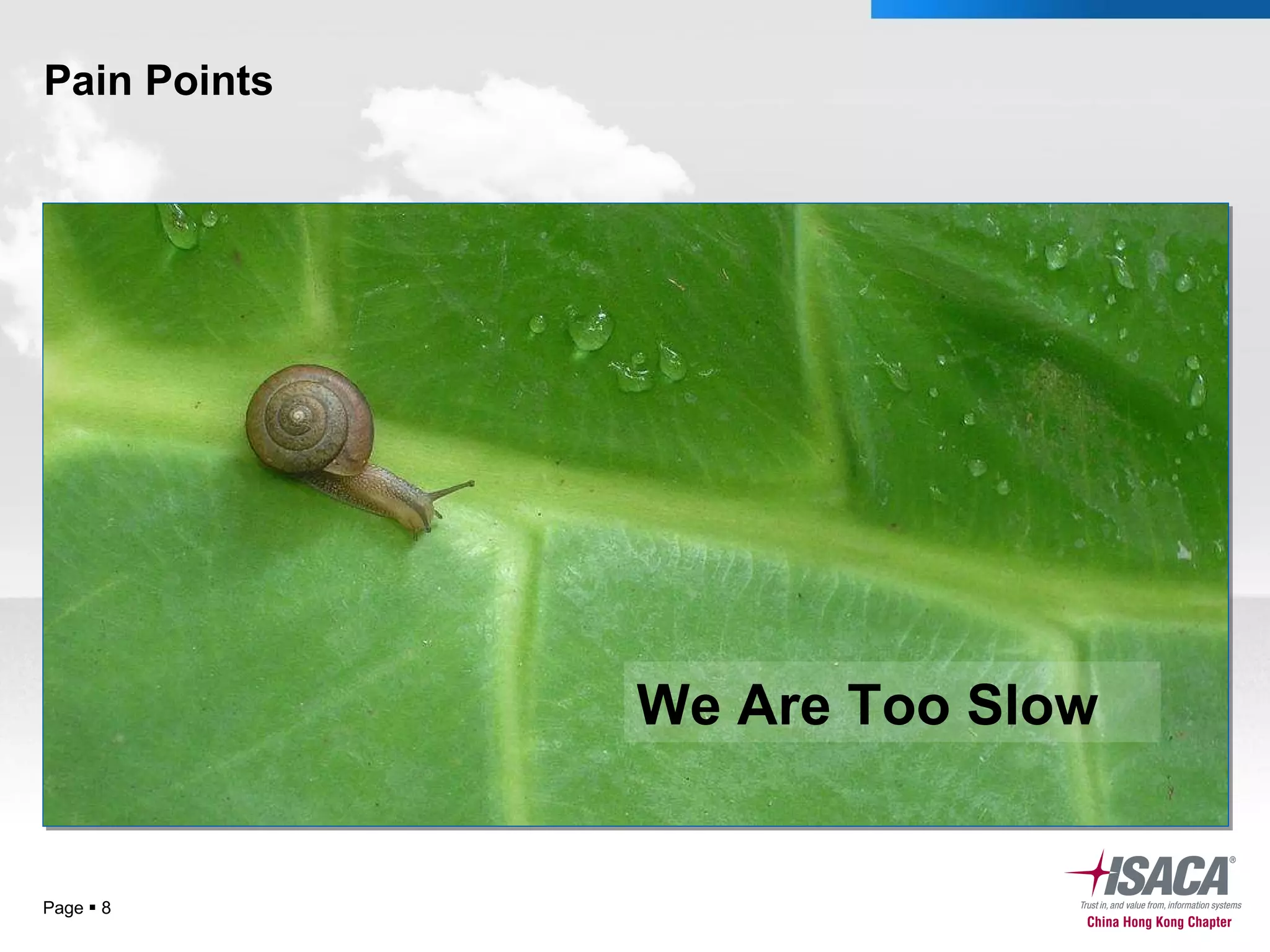 Pain Points Page     We Are Too Slow 