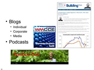• Blogs
       • Individual
       • Corporate
       • Media

     • Podcasts




29
 