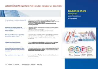 BANKING &
INSURANCE CiO
[ 9 ] Llámenos 91 700 48 70 info@iirspain.com www.ciobanking.com @iiR_Spain
Fernando Bueno
Director de
Innovación
MUTUA MADRILEÑA
Miguel Cúneo
Responsable de
Sistemas Distribuidos
ASISA
Pedro Cano
CIO Spain and Latam
Market Unit
SANITAS (BUPA)
Agata Viloca Gras
Directora del Área
de Banca Digital
CATALUÑA CAIXA
Luis Peña
Director del Centro
Corporativo de
Competencias
de Telemática
MAPFRE
Bernabé Pérez Martínez
Director de Innovación
y Cultura de RR.HH.
BBVA
Ana Baranda
Directora de Tecnología
GI
GRUPO ZURICH
Teresa Figueras
Sales Executive
Director
GFT
@gft_es
Carlos Vallbuena Casado
Prospectiva l
Innovación Área Digital
VERTI
Juan Manuel de Lara
Alonso
Director Canales
Digitales
RENTA 4
37EXPERTOS
Angel Hidalgo
Director de Tecnología y
Área de Multiproducto
RASTREATOR.COM
Luis María Lepe Márquez
Head of Sales Financial
Key Accounts
TELEFÓNICA
@luislepe
Ángel Viña
CEO
DENODO
Rodrigo García de la Cruz
Digital Banking
Transformation Expert
@rgarciadelacruz
Artur Serra
Executive Director
Retail Banking
GFT
Mateo Ángel Quintana
Meca
Director de
Infraestructura
Tecnológica
GNEIS GLOBAL
SERVICES - BANKINTER
Ernesto Schmitz
Customer Solution
Manager
Financial Services
SAP ESPAÑA
 