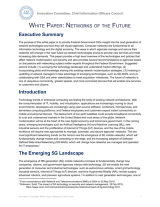Paper Networkds CIO Council's White Paper: Networks of the Future | PDF
