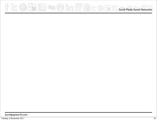 Social Media Social Networks




    laurelpapworth.com
Tuesday, 8 November 2011                                  24
 