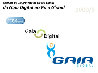 exemplo de um projecto de cidade digital
do Gaia Digital ao Gaia Global
2000/5
 