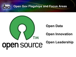 Open Gov Flagships and Focus Areas
Open Data
Open Innovation
Open Leadership