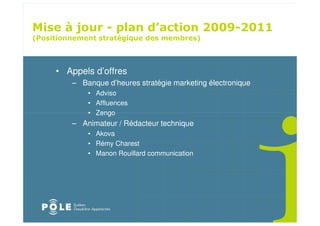 ! " ! $
                                              " # " $
%                         )                  &



    • Appels d’offres
       – Banque d’heures stratégie marketing électronique
           • Adviso
           • Affluences
           • Zengo
       – Animateur / Rédacteur technique
           • Akova
           • Rémy Charest
           • Manon Rouillard communication
 