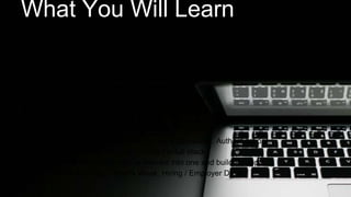 What You Will Learn 
Week 1 - HTTP, HTML5, CSS3, Basic Javascript, JQuery 
Week 2 - Ruby I, Agile Development, Object Oriented Design, Github / Source Control 
Week 3 - Advanced Javascript (AngularJS, Backbone.js), UX 
Week 4 - Ruby on Rails I (Basic and Intermediate) 
Week 5 - Ruby II (Advanced), Test Driven Development 
Week 6 - Advanced Rails 
Week 7 - Ruby on Rails II (Advanced) 
Week 8 - SQL, Activerecord 
Week 9 - Advanced topics (Algorithms, Data Structures, Authentication) 
Week 10 - Advanced Javascript + Using the full stack 
Week 11 - Put all the things you've learned into one and build an app 
Week 12 - Project Work, Careers Week, Hiring / Employer Days 
 