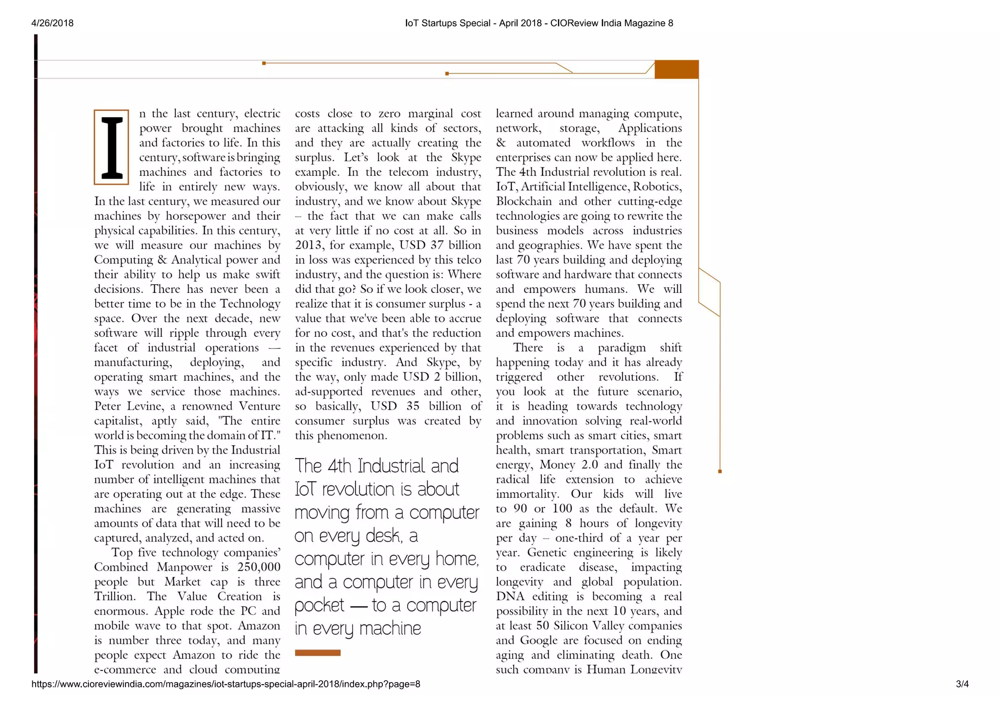 CIO Review - Dinesh Chandrasekar Article on IoT