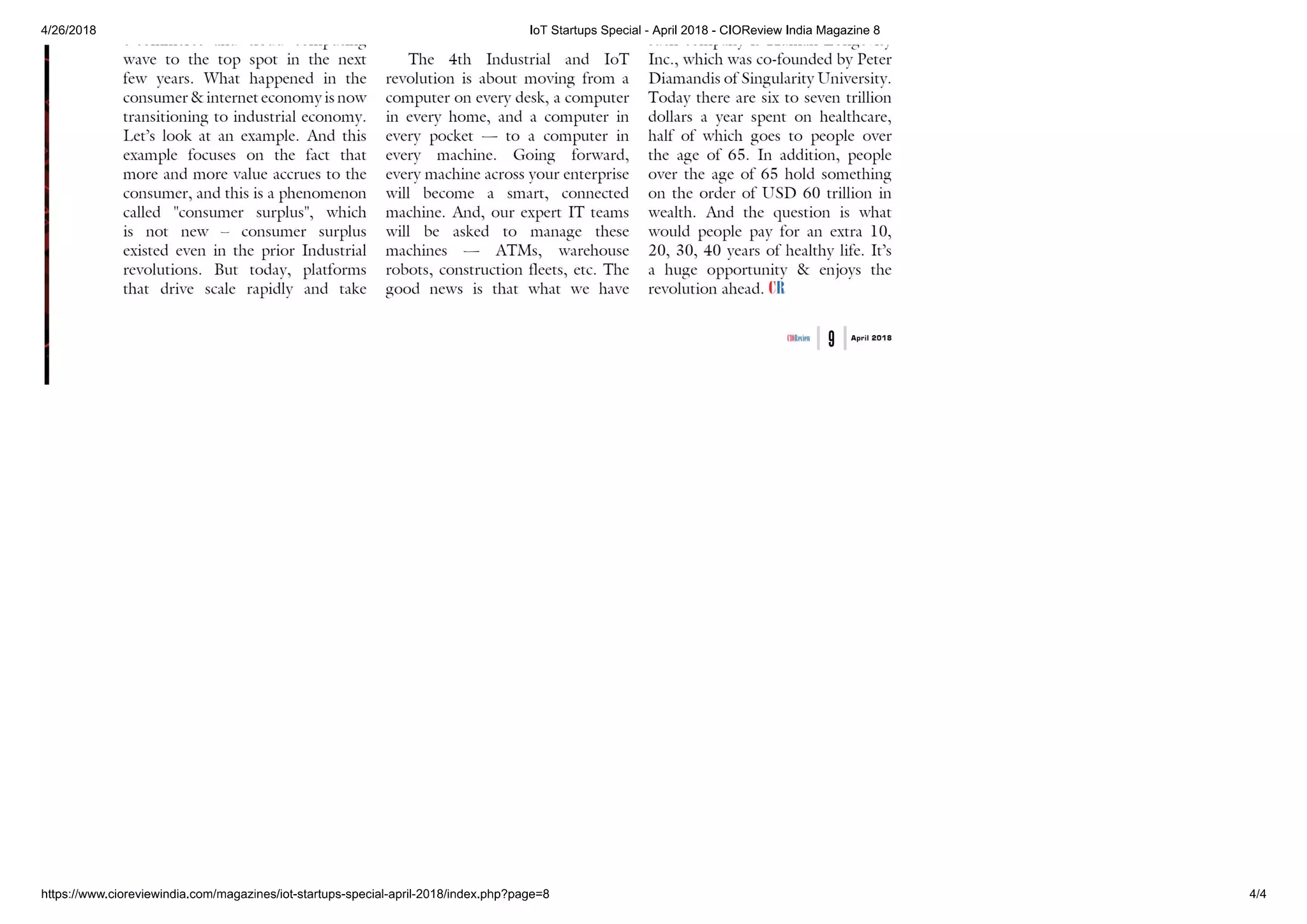 CIO Review - Dinesh Chandrasekar Article on IoT