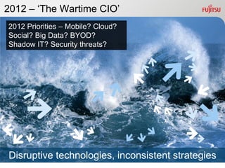 2012 – „The Wartime CIO‟
2012 Priorities – Mobile? Cloud?
Social? Big Data? BYOD?
Shadow IT? Security threats?




Disruptive technologies, inconsistent strategies
 
