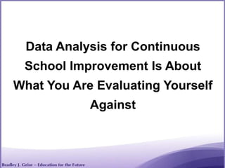 Data Analysis for Continuous
School Improvement Is About
What You Are Evaluating Yourself
Against
 