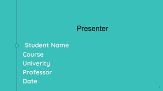 Student Name
Course
Univerity
Professor
Date
1
Presenter
 