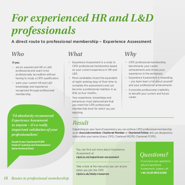 Cipd experience assessment case study examples image