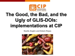 The Good, the Bad, and the
Ugly of GLIS-DOIs:
implementations at CIP
Noelle Anglin and Edwin Rojas
 