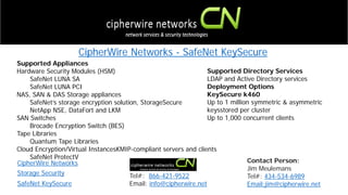 CipherWire Networks - SafeNet KeySecure | PPT