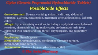 Ciplar (Generic Propranolol Hydrochloride Tablets) | PDF