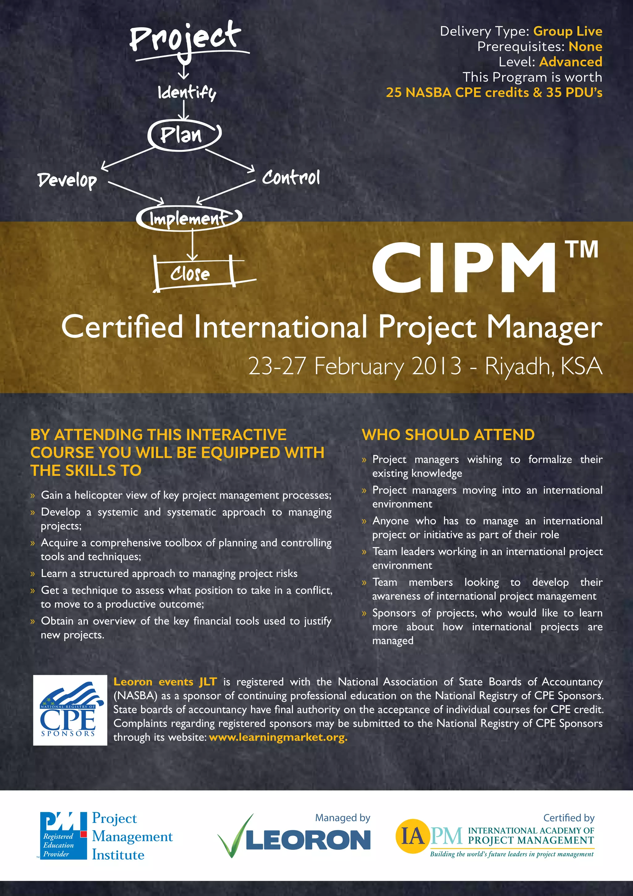 CIPM™ Certified International Project Manager / Riyadh 23–27 February ...