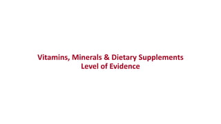 Vitamins, Minerals & Dietary Supplements
Level of Evidence
 