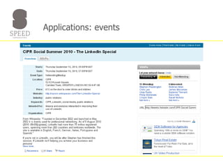Applications: events 