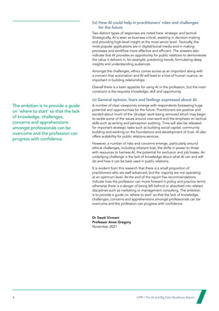 4  CIPR / The AI and Big Data Readiness Report

(iv) 
How AI could help in practitioners’ roles and challenges
for the fut...
