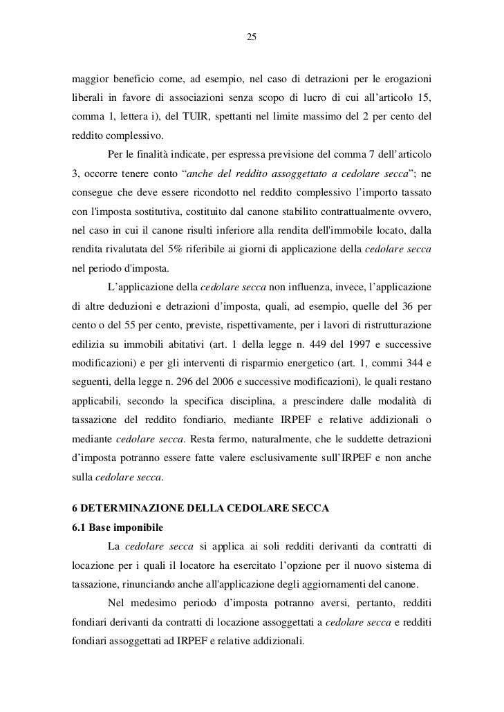 Cedolare Secca Chiarimenti Operativi
