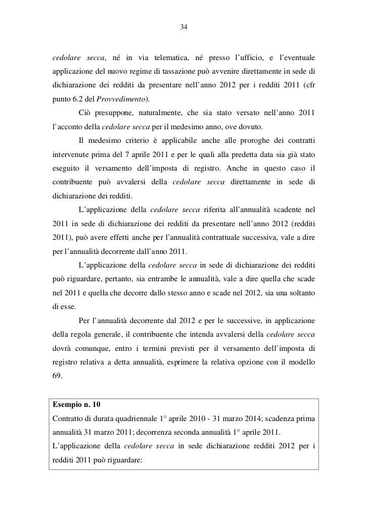 Cedolare Secca Chiarimenti Operativi