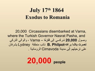 20,000  Circassians disembarked at Varna, where the Turkish Governor Nasrat Pasha, and  وصول  20,000   شركسي إلى  فارنا  –...