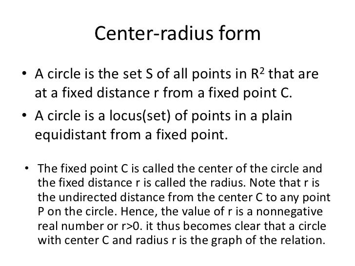 circle center radius form