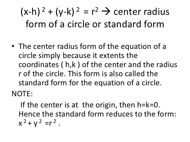 circle center radius form