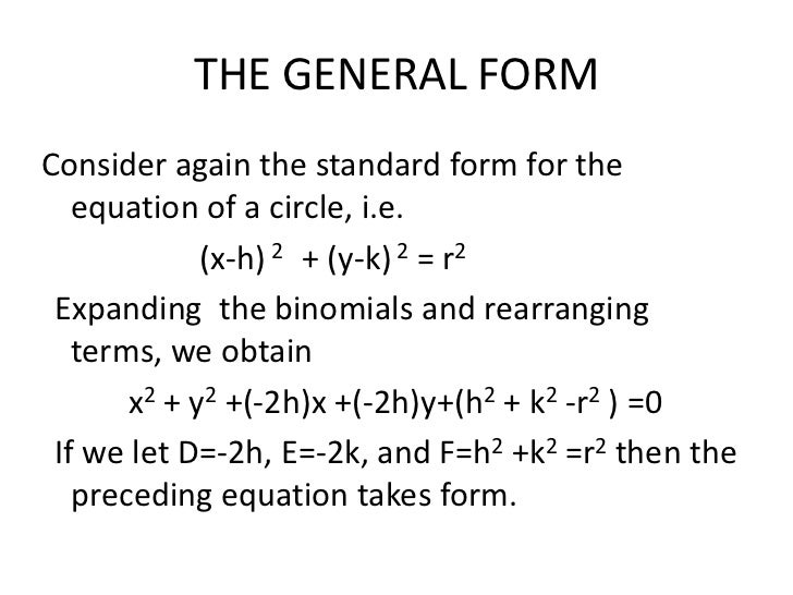 circle circle equation standard form