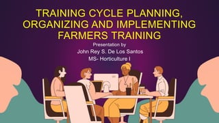 TRAINING CYCLE PLANNING,
ORGANIZING AND IMPLEMENTING
FARMERS TRAINING
Presentation by
John Rey S. De Los Santos
MS- Horticulture I
 