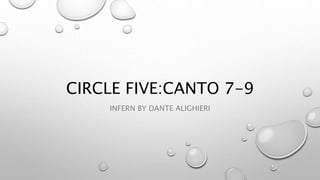 CIRCLE FIVE:CANTO 7-9
INFERN BY DANTE ALIGHIERI
 