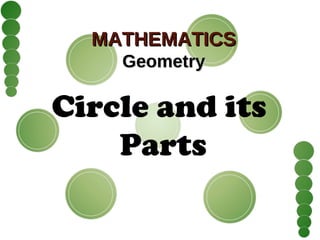 MATHEMATICSMATHEMATICS
GeometryGeometry
Circle and its
Parts
 