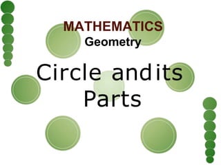 MATHEMATICS
Geometry
Circle andits
Parts
 