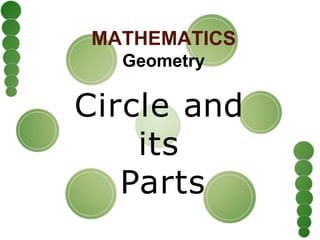 MATHEMATICS
Geometry
Circle and
its
Parts
 