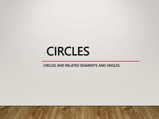 CIRCLES
CIRCLES AND RELATED SEGMENTS AND ANGLES
 