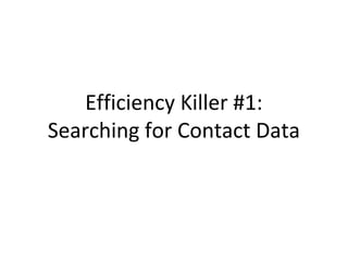 Efficiency Killer #1:
Searching for Contact Data
 