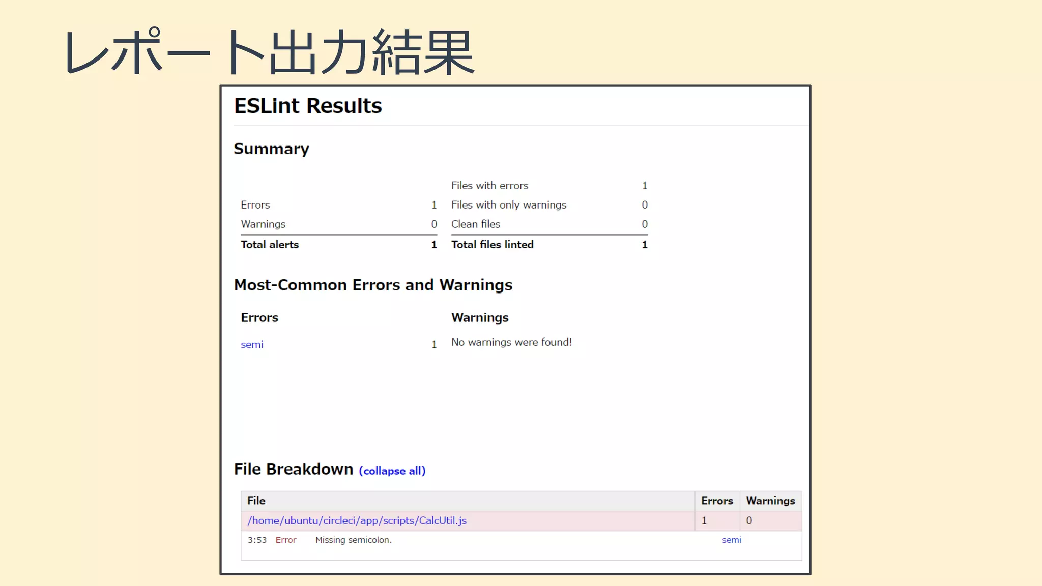 レポート出力結果
 