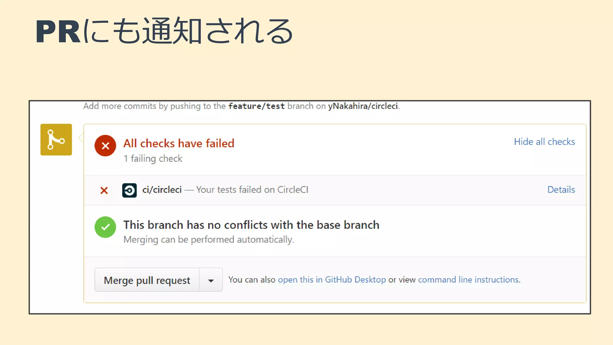 PRにも通知される
 