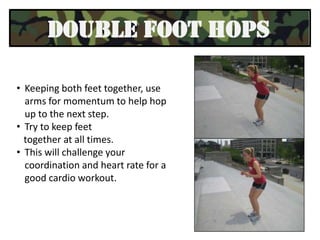 Lower and pump arms    to help bring your knees up    higher and increase speed. Once you reach the top,    touch the gold door, take the stairs back down, and repeat. This is a great cardio    workout, and it helps to    strengthen the legs. 