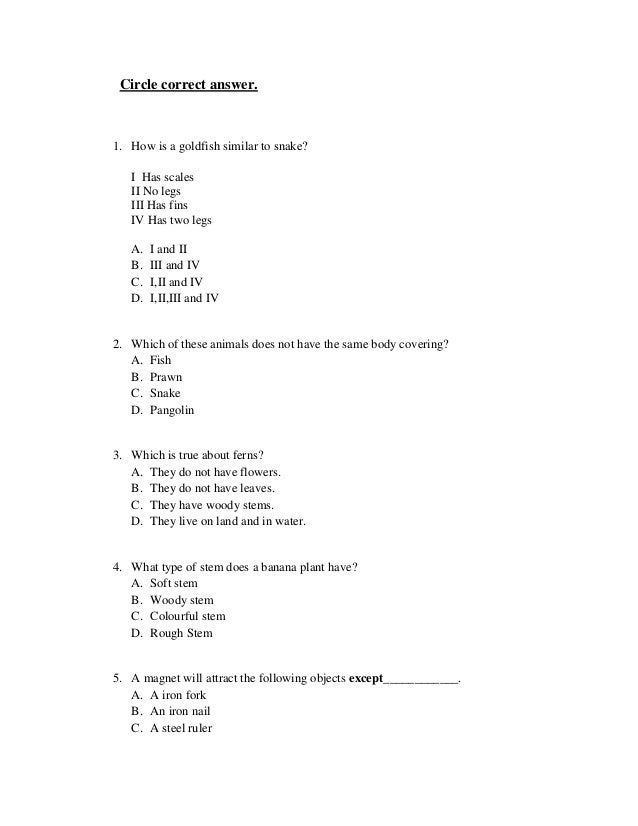 Circle the correct answer