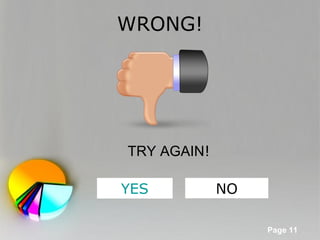 WRONG!




 TRY AGAIN!

YES                    NO

Powerpoint Templates
                            Page 11
 