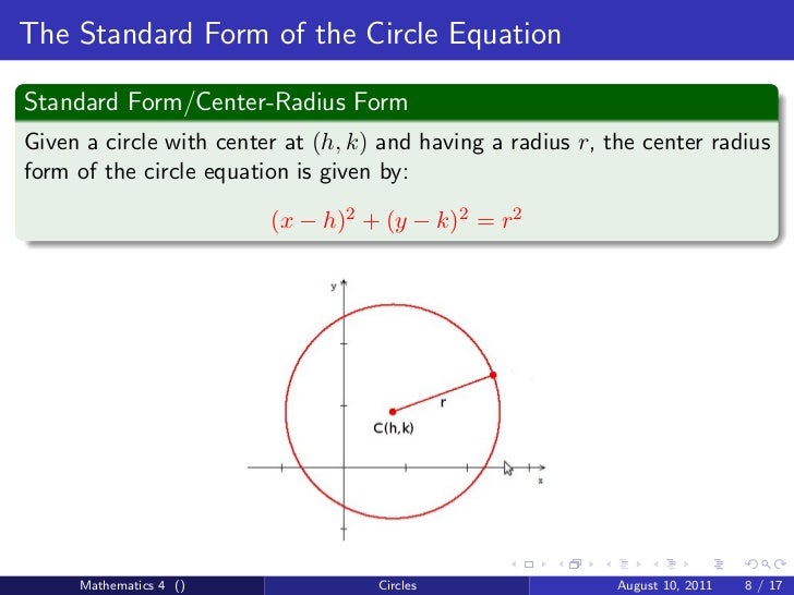 circles lecture part 1 circle equation standard form