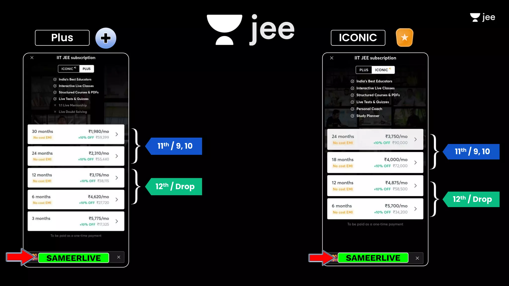 12th / Drop
12th / Drop
11th / 9, 10
Plus ICONIC
11th / 9, 10
SAMEERLIVE
SAMEERLIVE
 