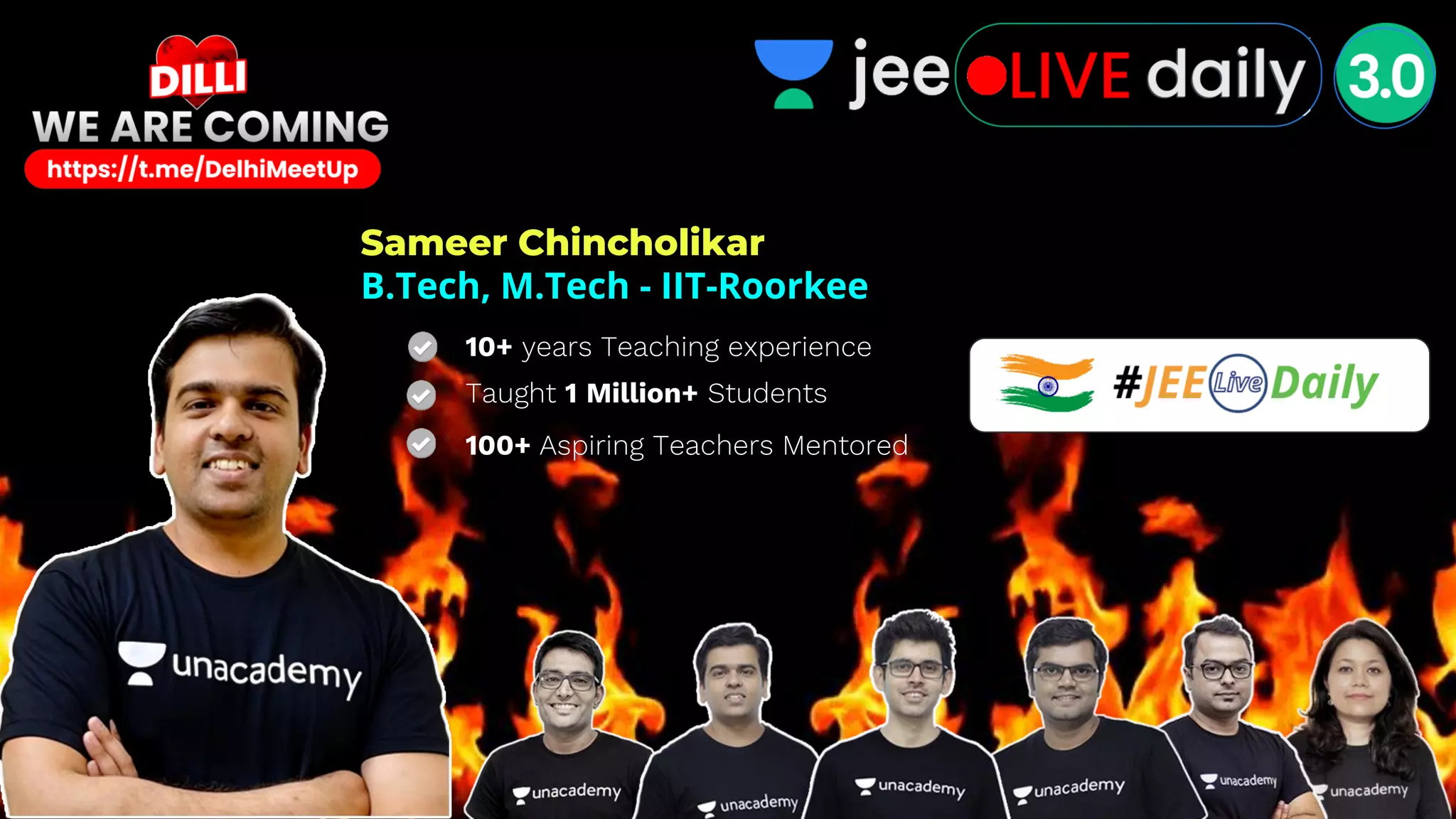 Taught 1 Million+ Students
Certified by the IAPT
EdTech Patent Holder
Director - Unacademy JEE/NEET
10+ years Teaching experience
100+ Aspiring Teachers Mentored
Taught 1 Million+ Students
Sameer Chincholikar
B.Tech, M.Tech - IIT-Roorkee
 