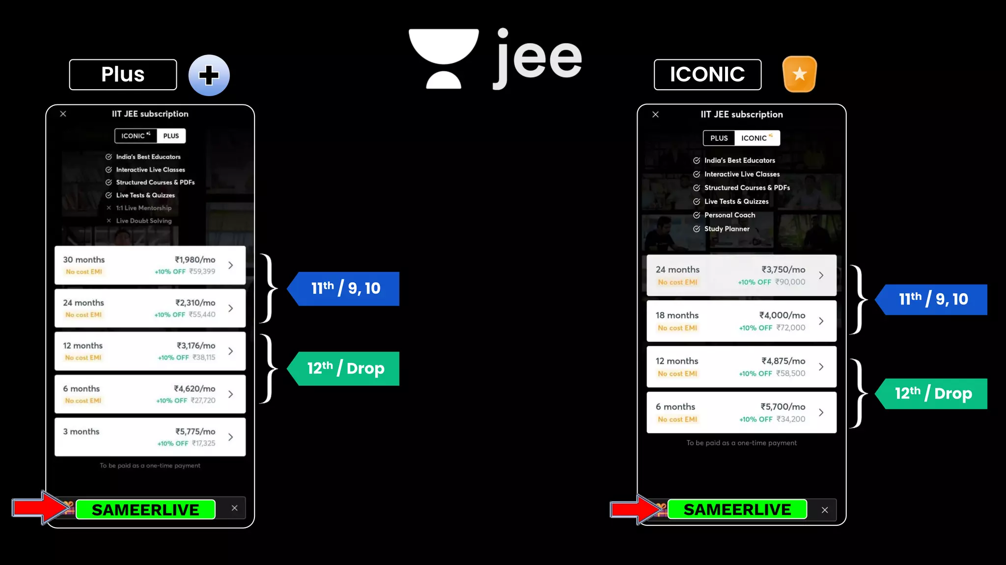 12th / Drop
12th / Drop
11th / 9, 10
Plus ICONIC
11th / 9, 10
SAMEERLIVE
SAMEERLIVE
 