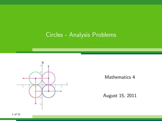Circles - Analysis Problems




                                Mathematics 4


                               August 15, 2011


1 of 21
 
