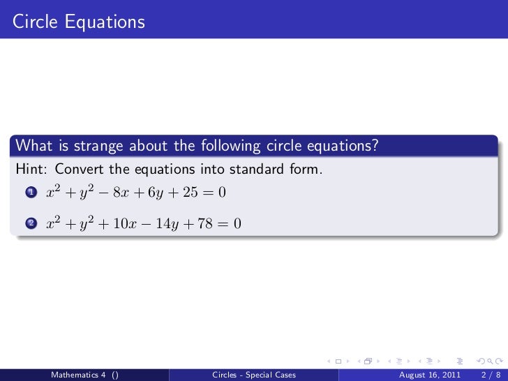 Circles Degenerate And Null Cases