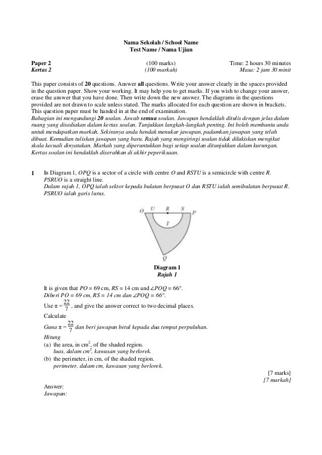 Kertas Soalan Add Math Form 4 - Syurat e